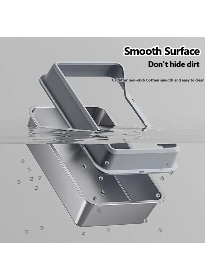 Cat Litter Tray Box Stainless Steel,Open Top Cat Litter Pan for Large Size Pet,Anti-splashing Cat Toilet,High Side,Free Scoop,Semi-Closed Removable Cat Toilet,Easy Cleaning - Image 3